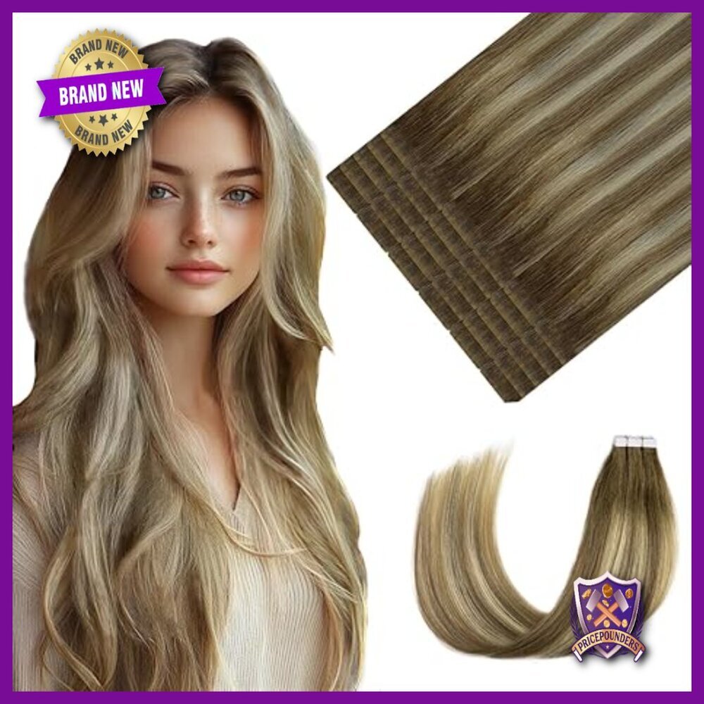 22 Inch Tape-In Human Hair Extensions, 20 Pieces, 50g, Straight Remy Hair